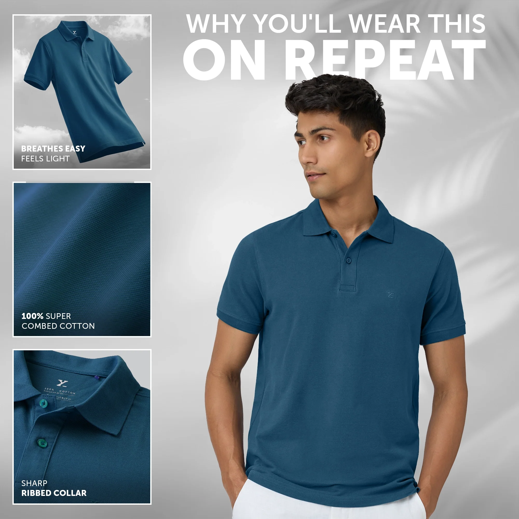 Nova Combed Cotton Polo T-shirts Isle Blue - Image 2