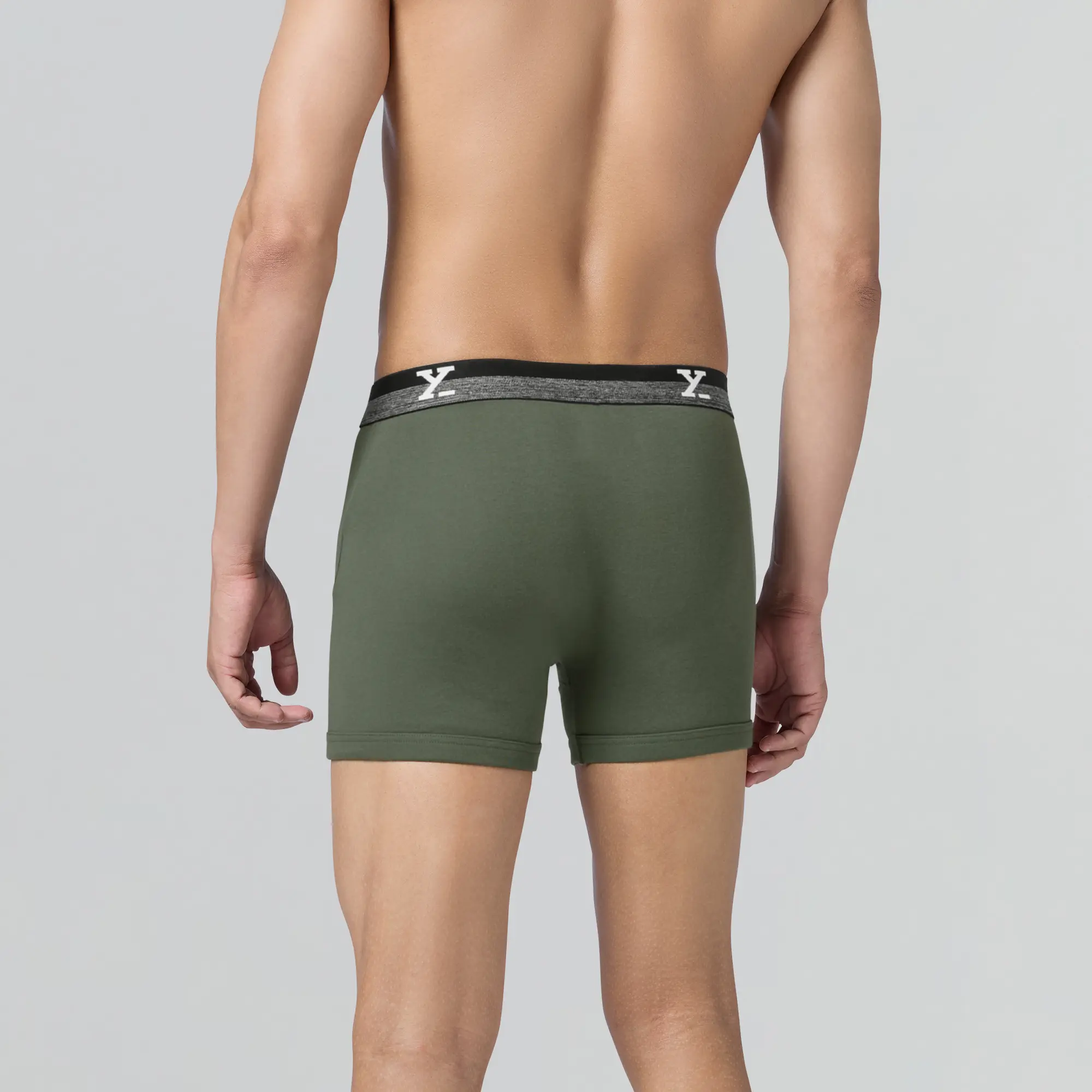 Nova Cotton Boxer Briefs (Outer Elastic) - Olive Green - Image 6