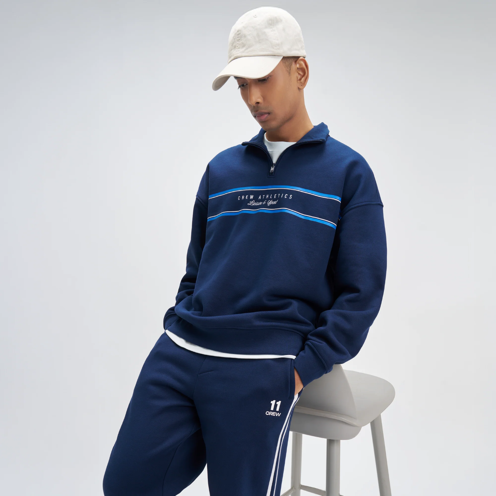 Crew Oversized Half-Zip Sweatshirt  - Blue Nights - Image 3
