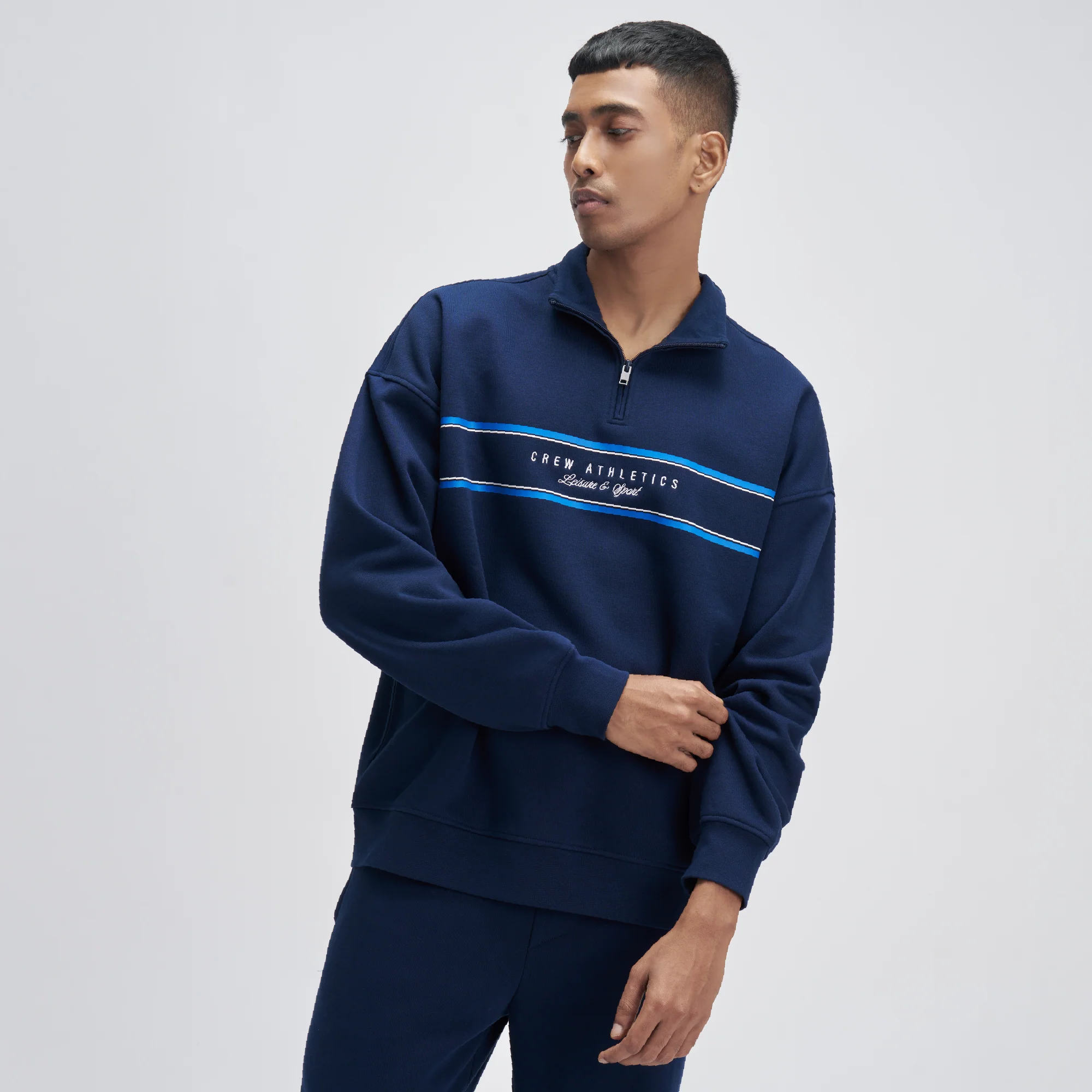 Crew Oversized Half-Zip Sweatshirt  - Blue Nights - Image 4