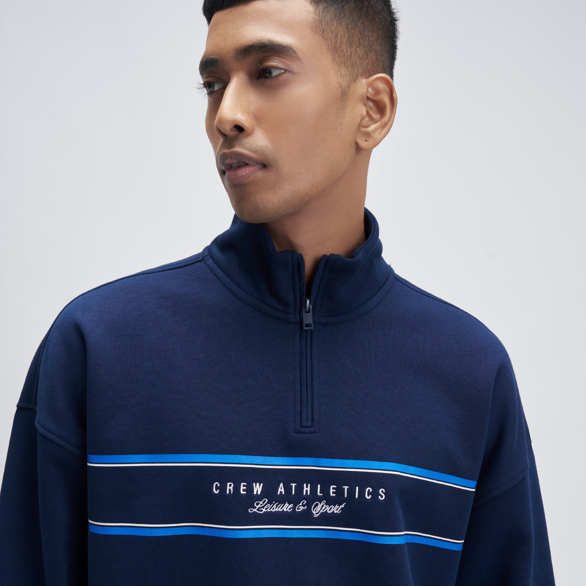 Crew Oversized Half-Zip Sweatshirt  - Blue Nights - Image 5