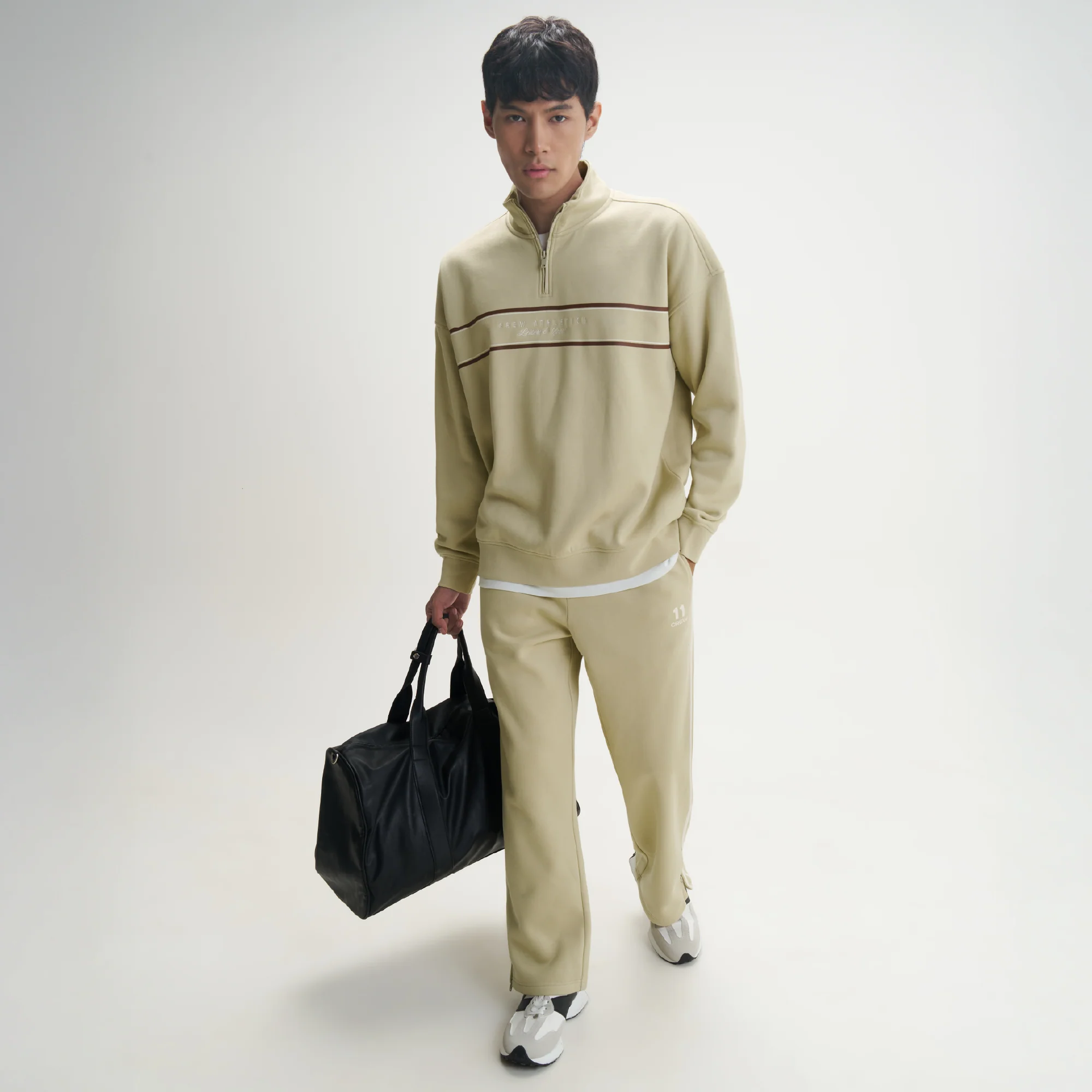 Crew Oversized Half-Zip Sweatshirt -Minted Grey - Image 3