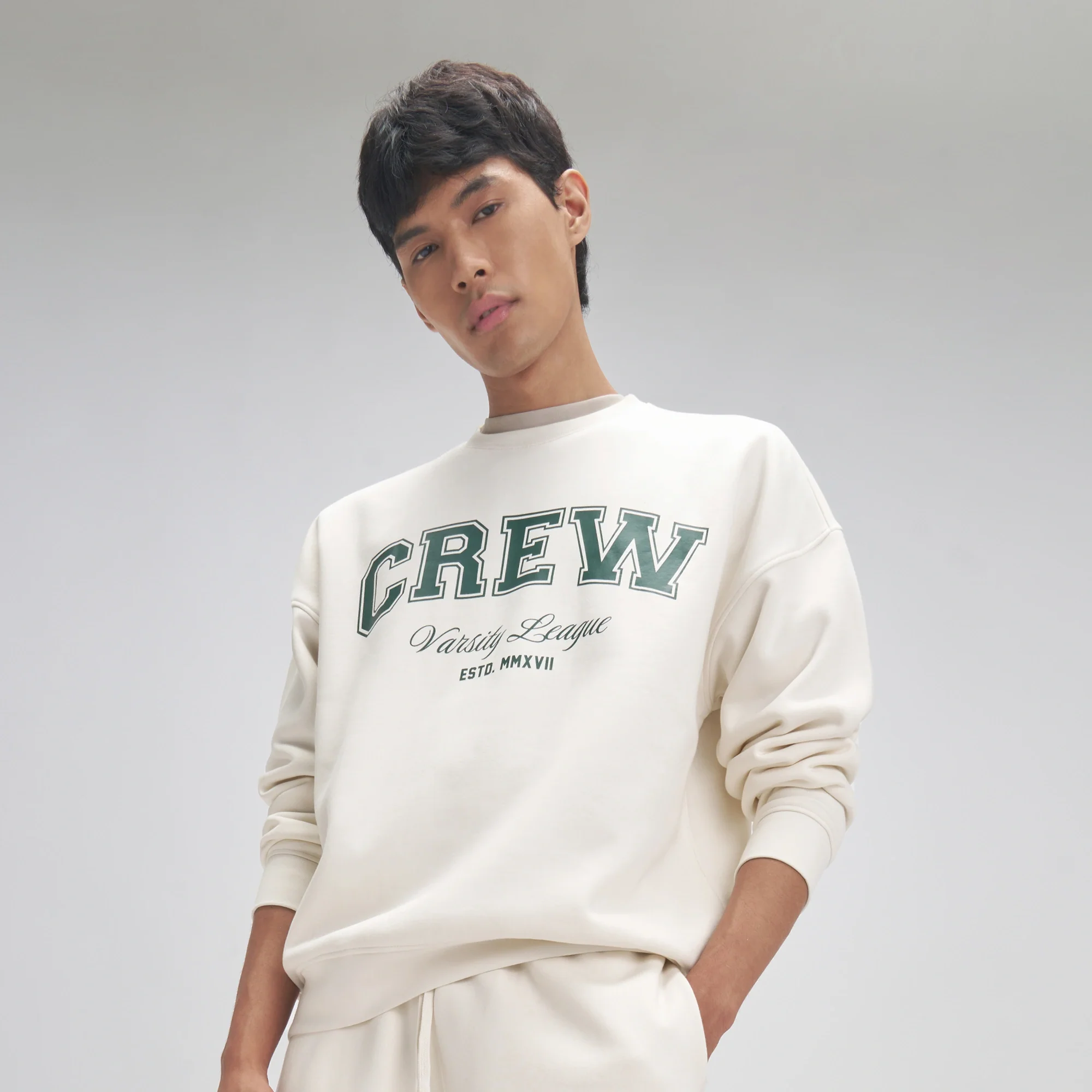 Crew Oversized Round Neck Sweatshirt - Frost White - Image 4
