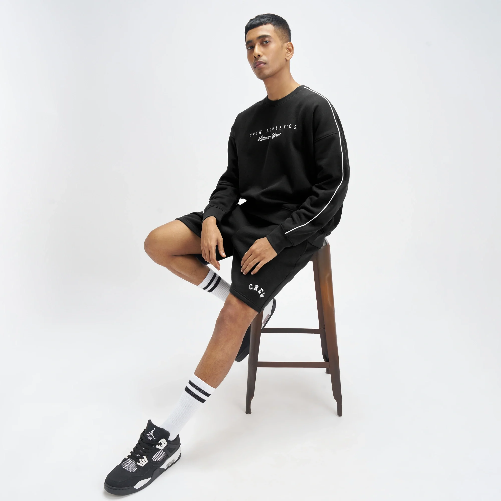 Crew Oversized Round Neck Sweatshirt - Ink Black - Image 2