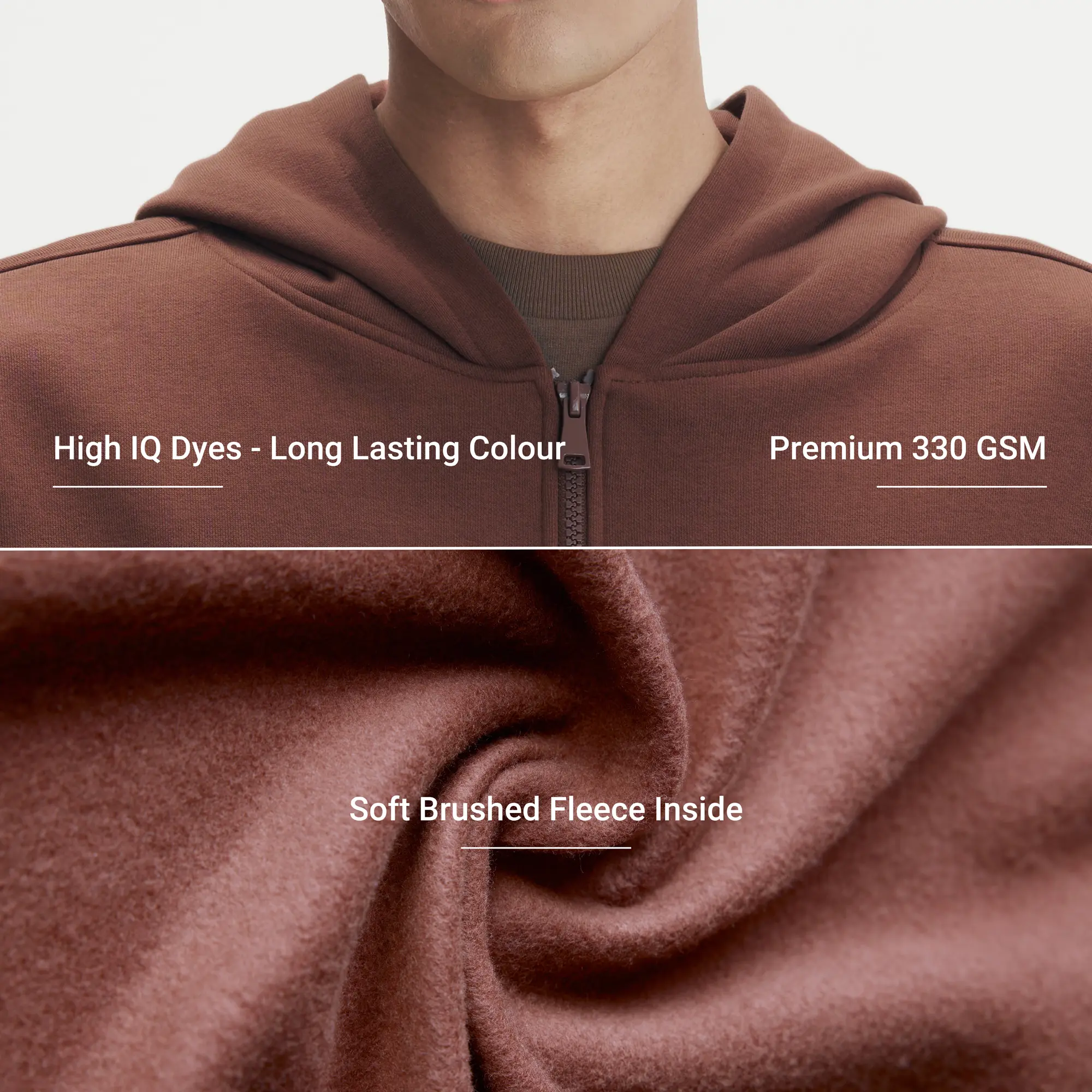 Crew Oversized Zipper Hoodie  -  Espresso Brown - Image 2