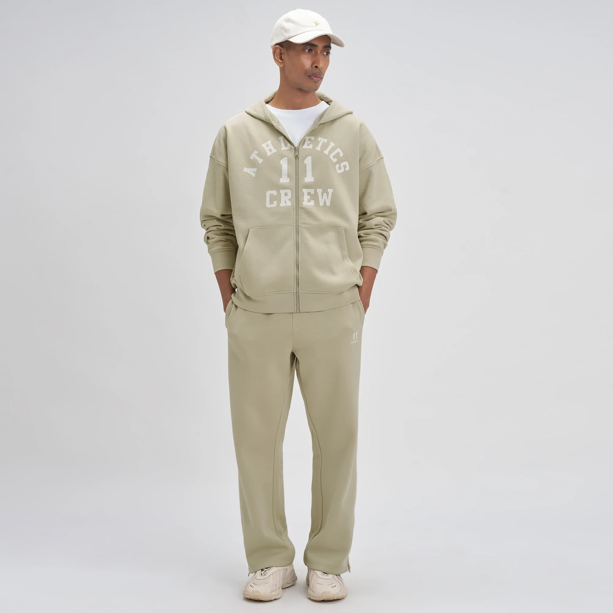 Crew Oversized Zipper Hoodie  -  Minted Grey - Image 3