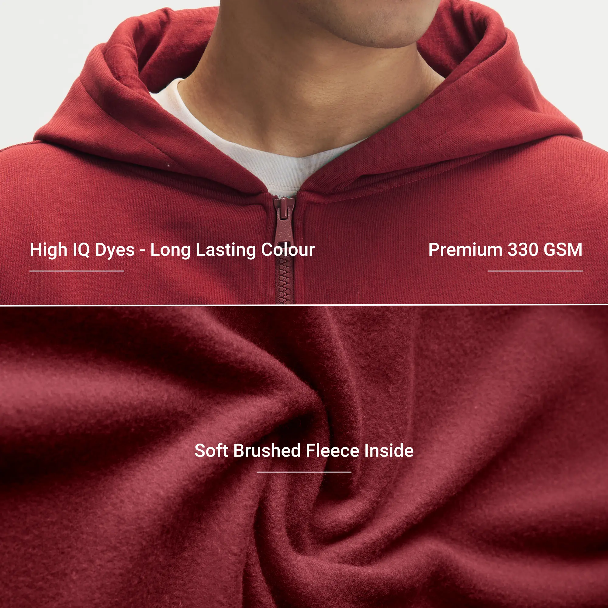 Crew Oversized Zipper Hoodie  -  Varsity Red - Image 2