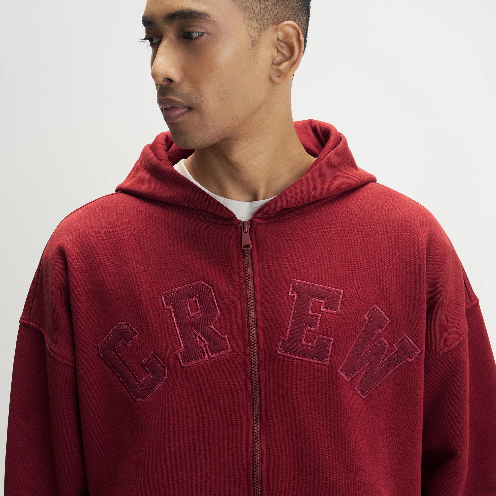 Crew Oversized Zipper Hoodie  -  Varsity Red - Image 5