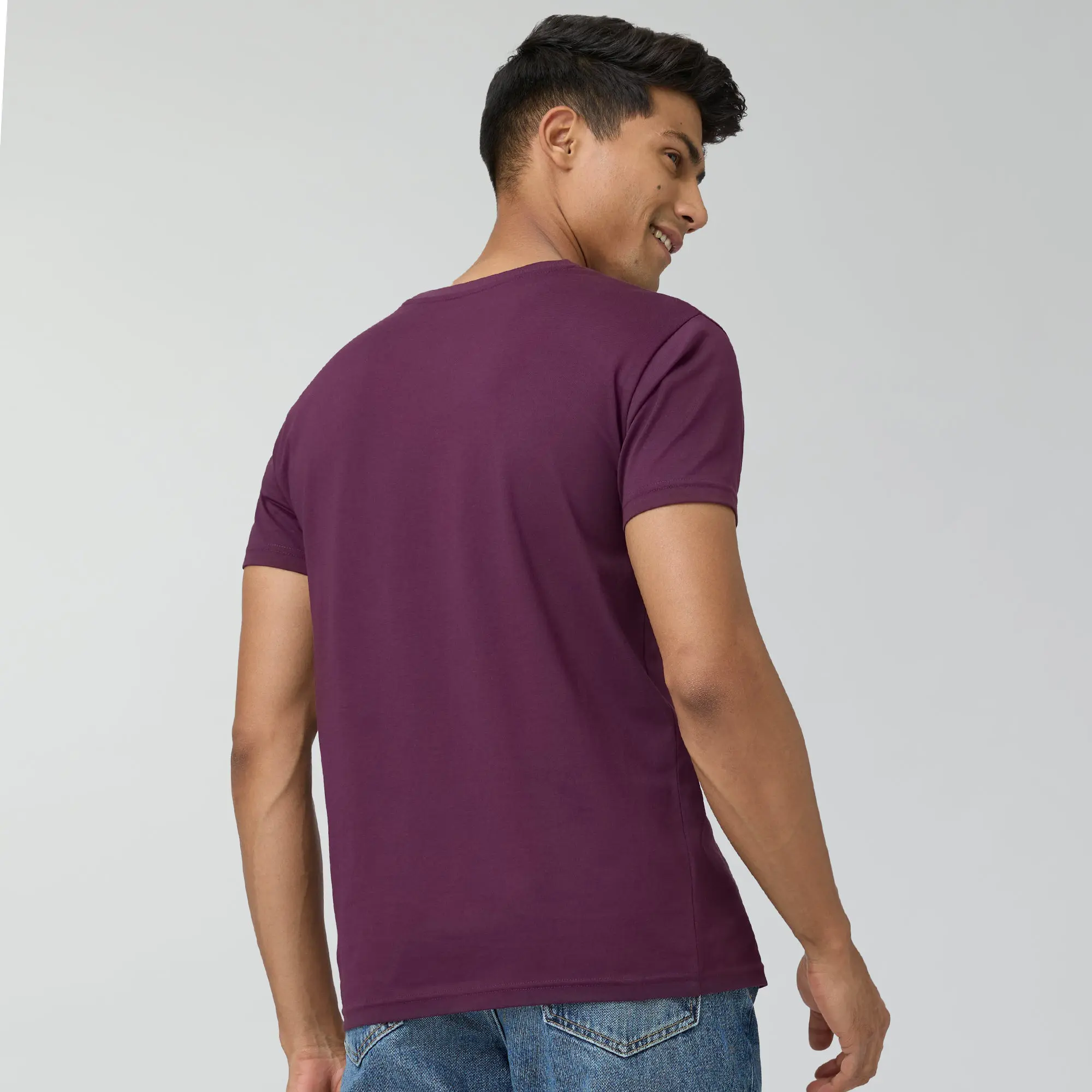 Pace Combed Cotton T-shirts Plum Red - Image 5