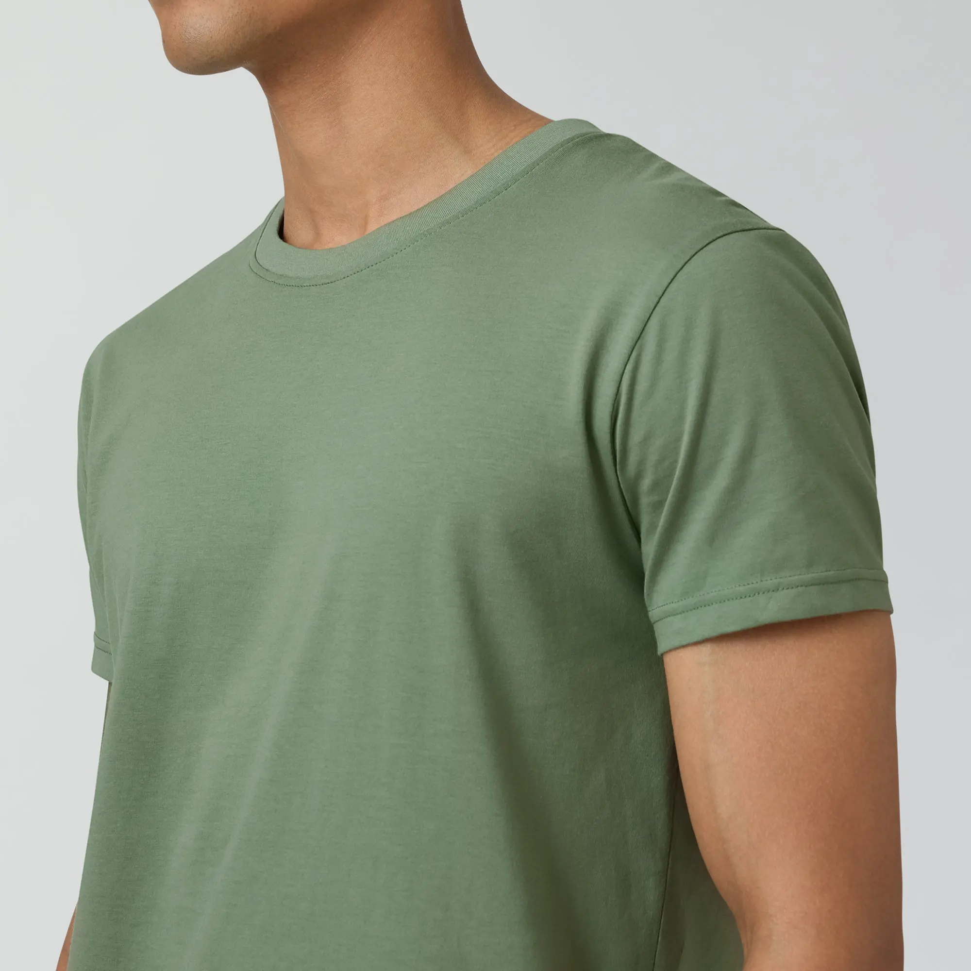 Pace Combed Cotton T-shirts Sage Green - Image 6