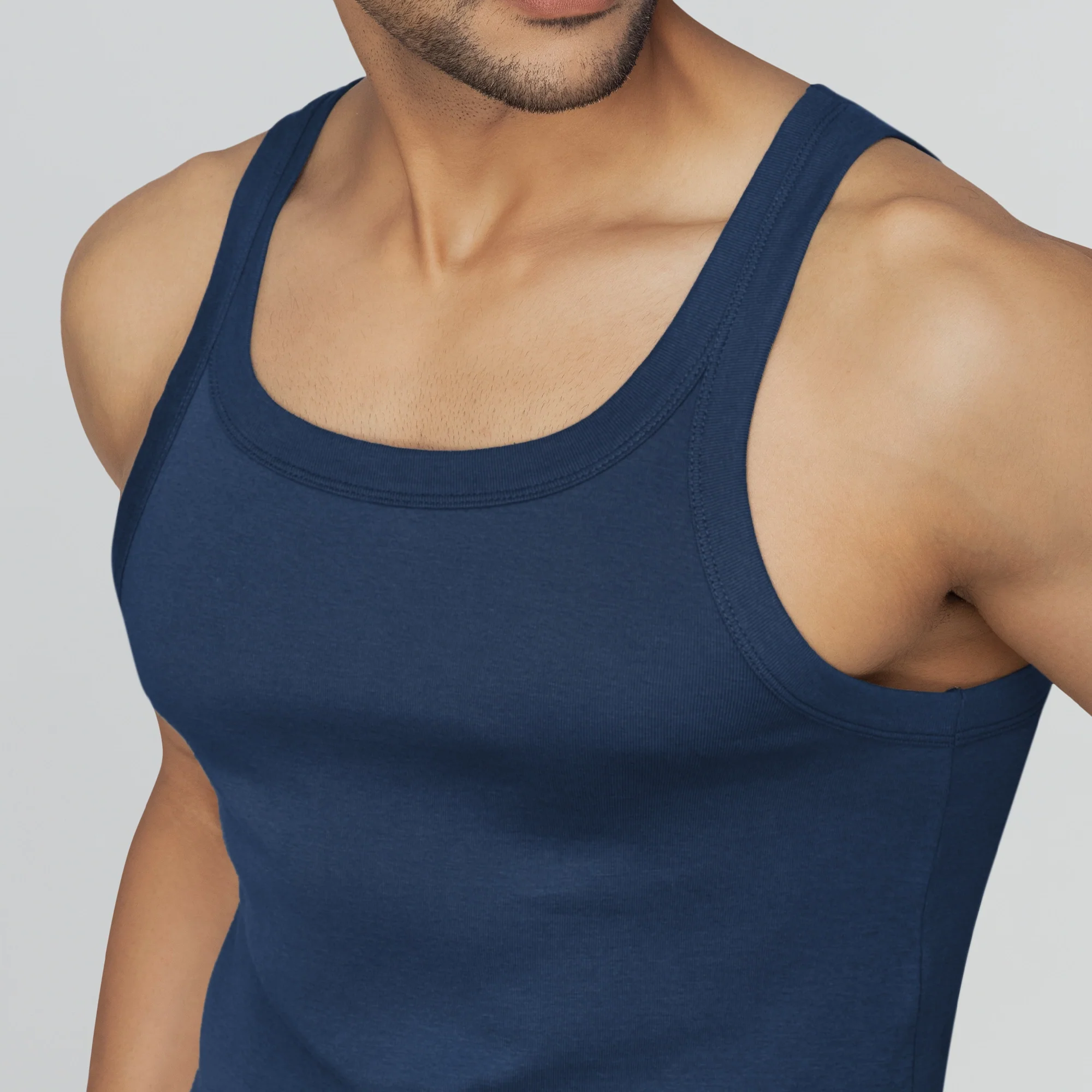 Pace Super Combed Cotton Vest Midnight Blue - Image 6