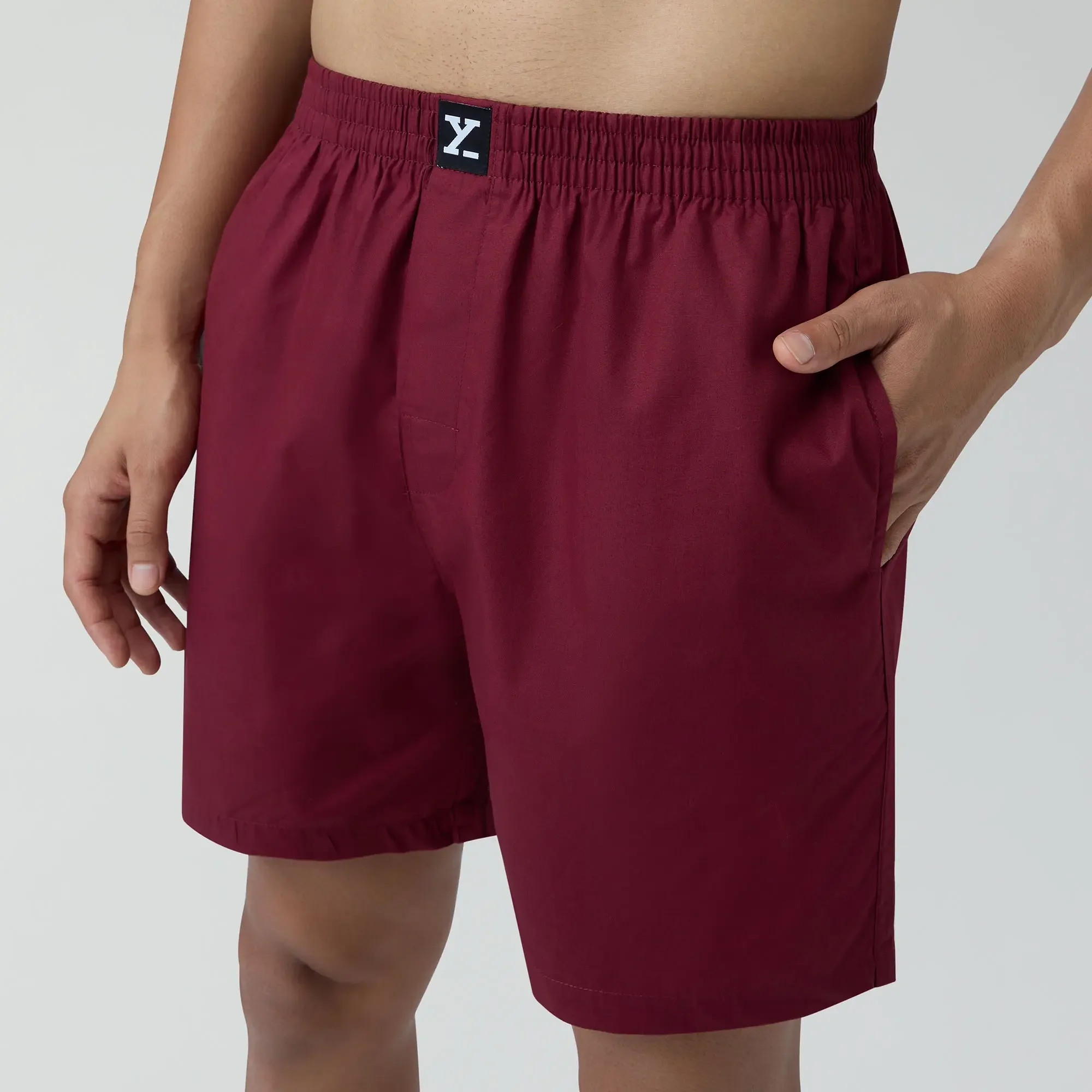 Pace Cotton Boxer Shorts Bold Burgundy - Image 6