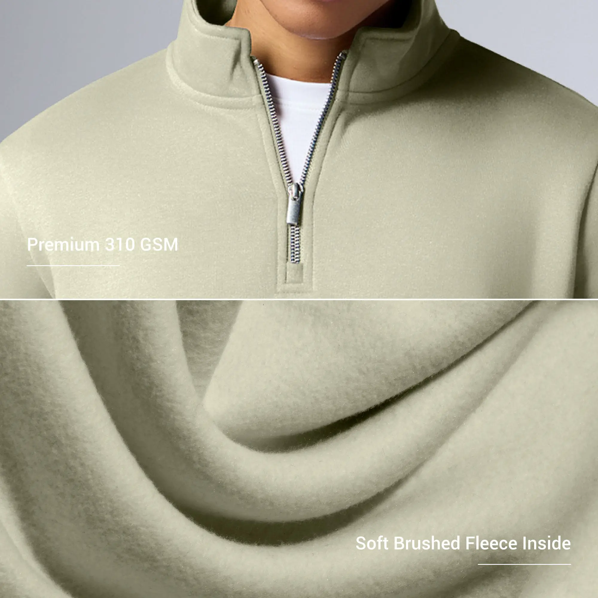 Pulse French Terry Cotton Blend Half Zip Pullover Cascade Grey - Image 2