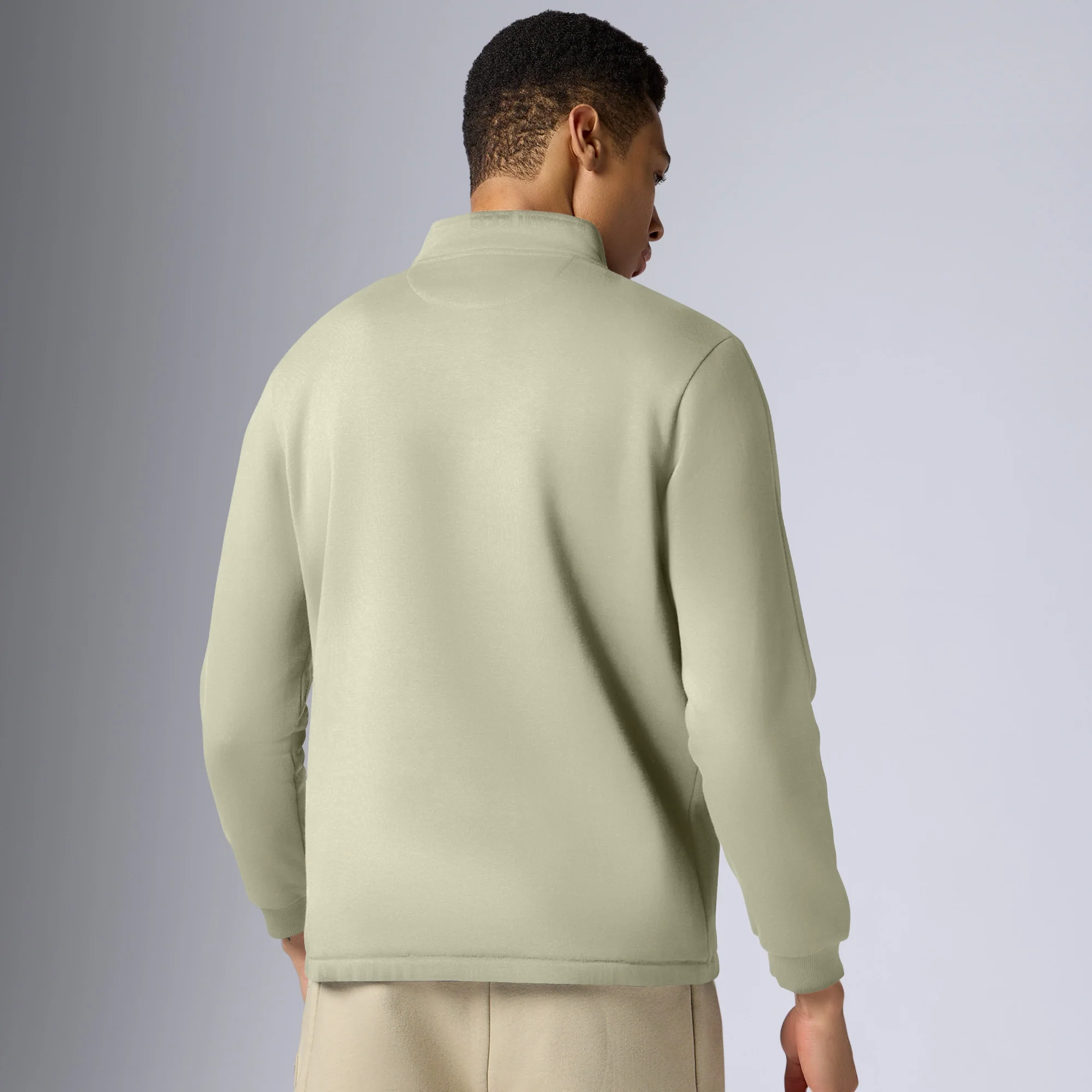 Pulse French Terry Cotton Blend Half Zip Pullover Cascade Grey - Image 5
