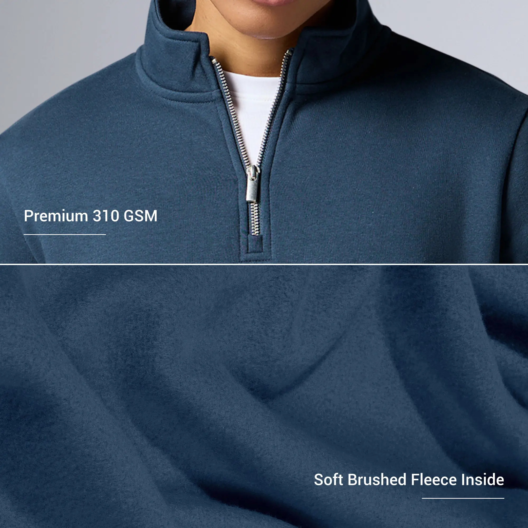 Pulse French Terry Cotton Blend Half Zip Pullover Opal Blue - Image 2