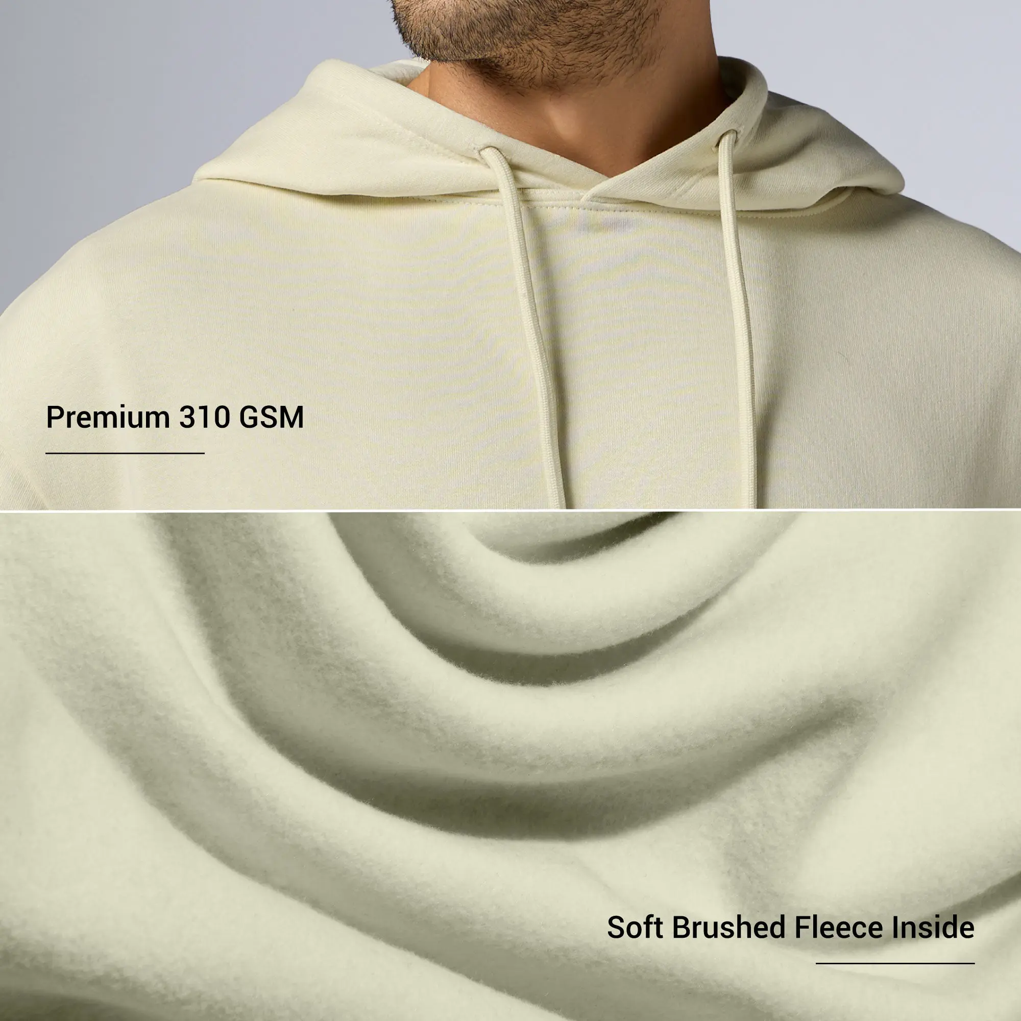 Pulse French Terry Cotton Blend Oversized Hoodies Almond White - Image 2