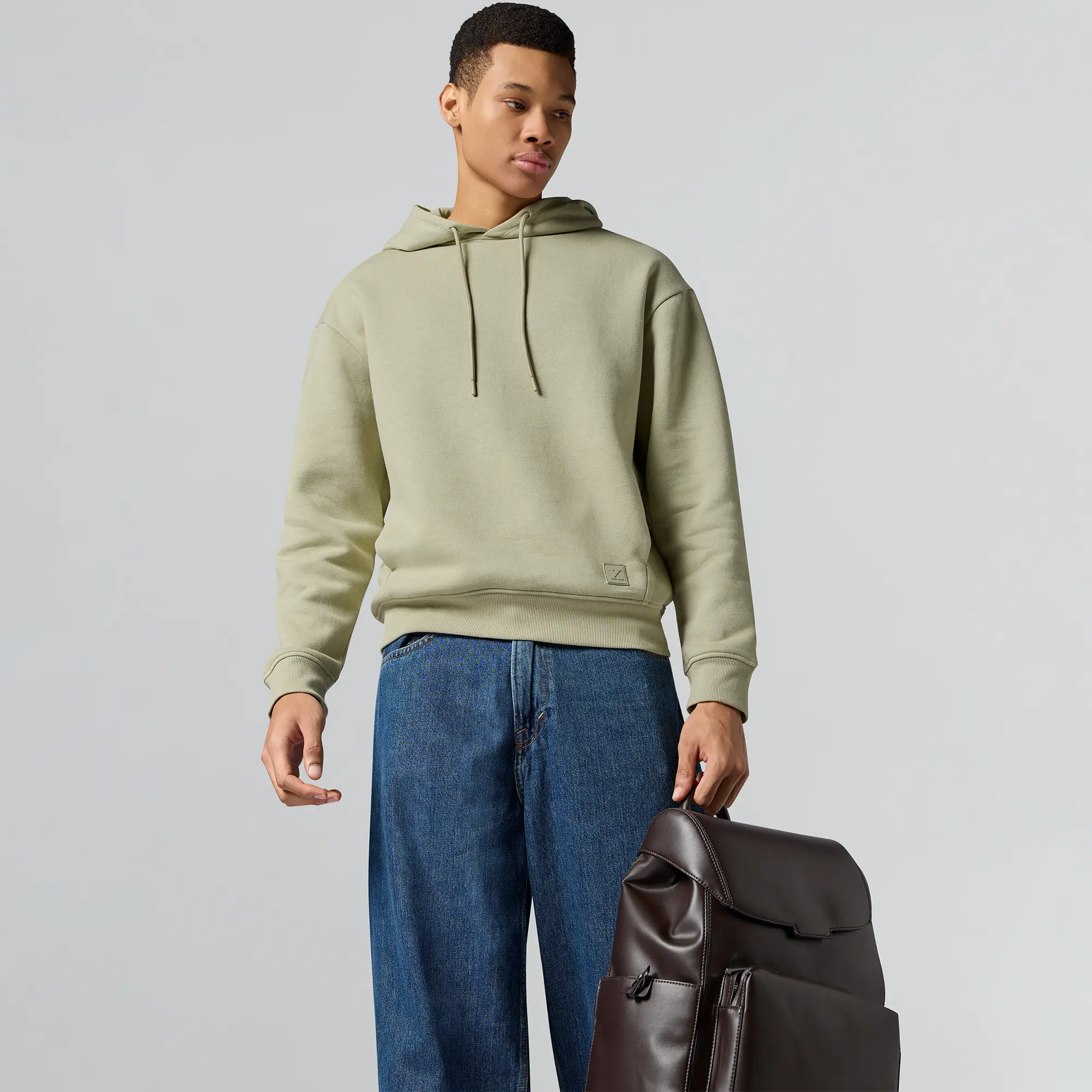 Pulse French Terry Cotton Blend Oversized Hoodies Cascade Grey - Image 3