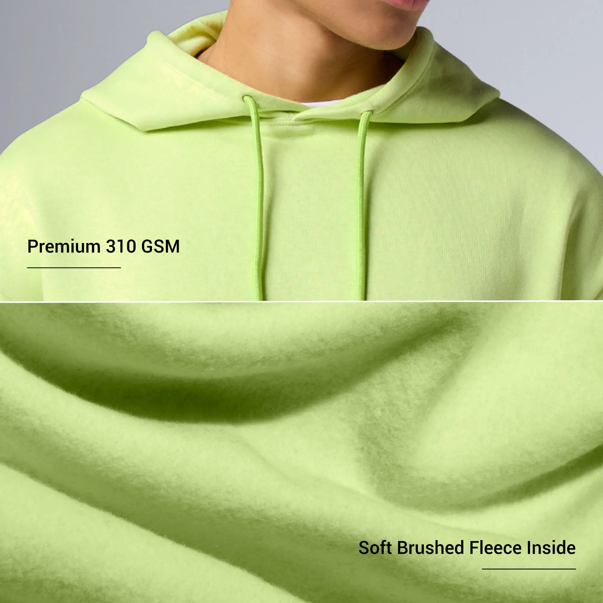 Pulse French Terry Cotton Blend Oversized Hoodies Lime Green - Image 2