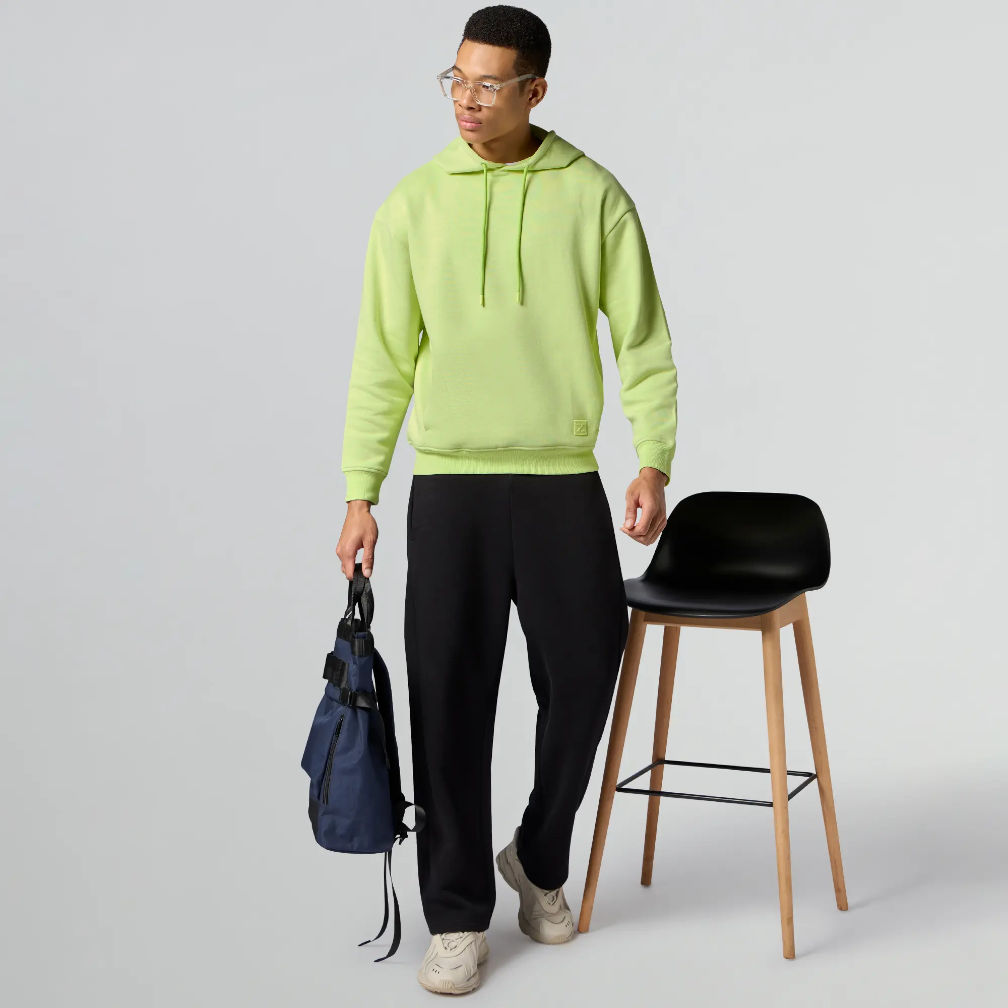 Pulse French Terry Cotton Blend Oversized Hoodies Lime Green - Image 3
