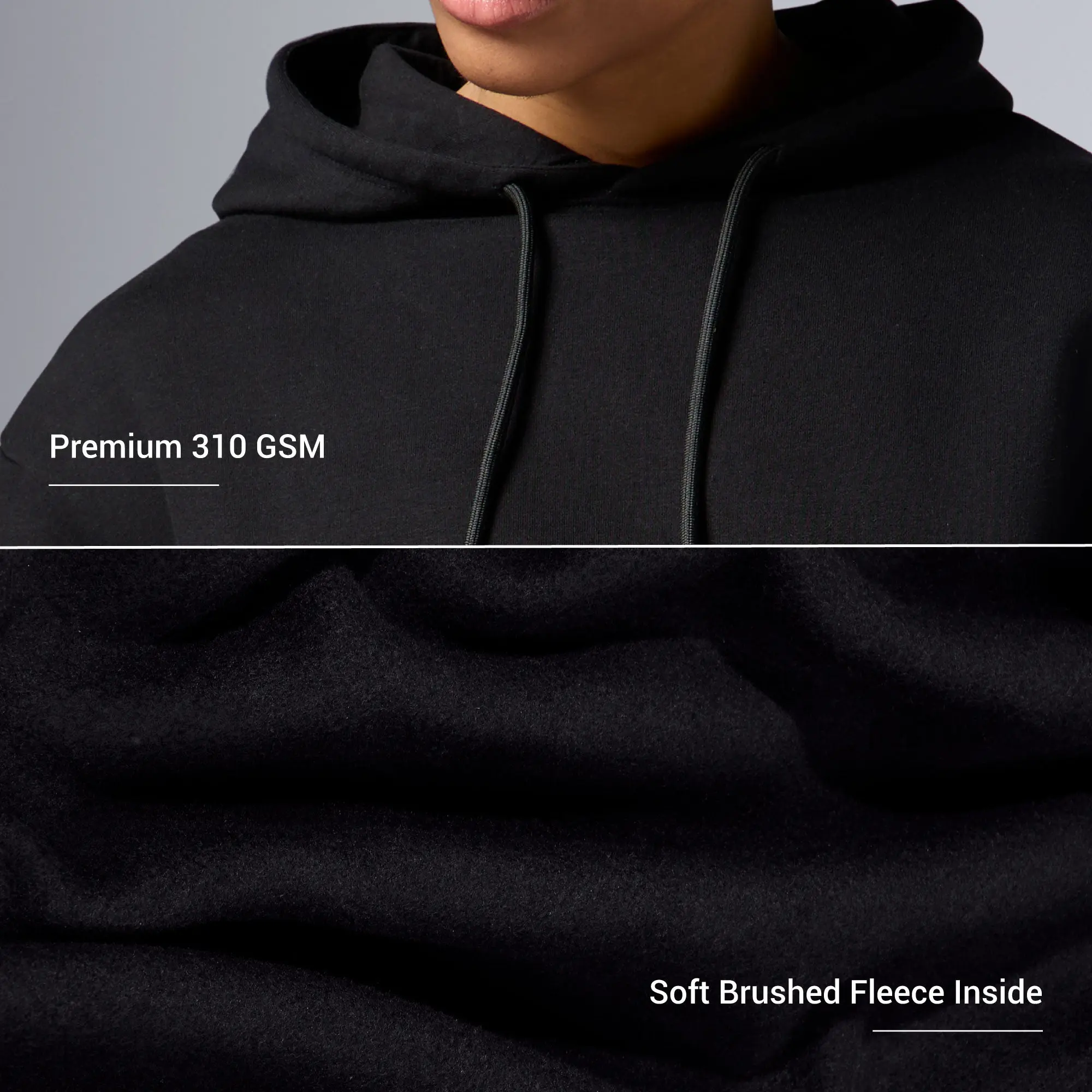 Pulse French Terry Cotton Blend Oversized Hoodies Pitch Black - Image 2