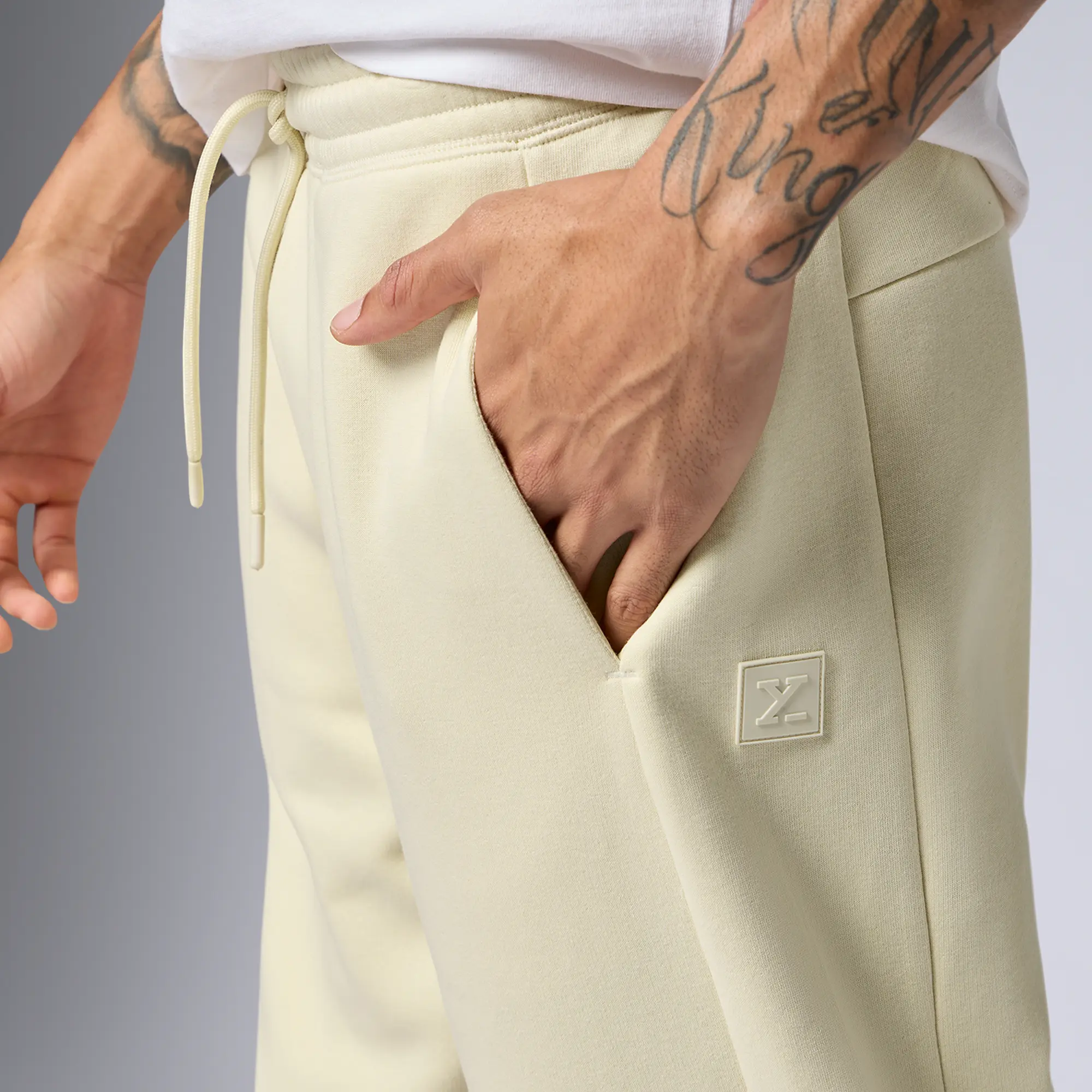 Pulse French Terry Cotton Blend Sweatpants Almond White - Image 6