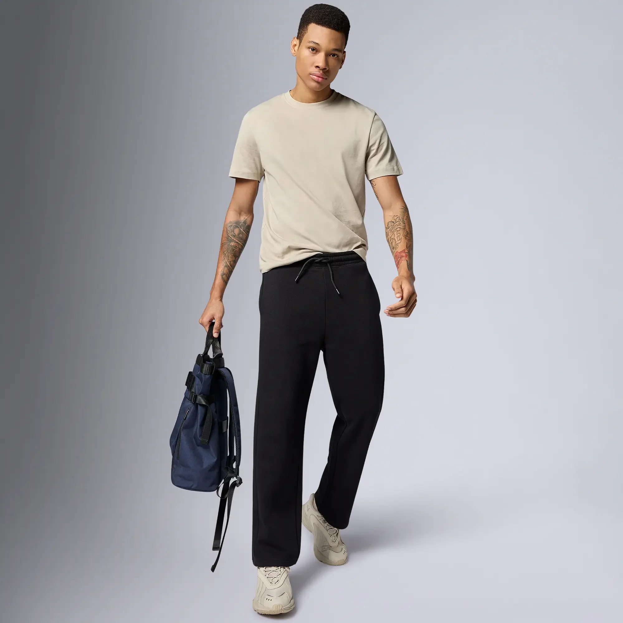Pulse French Terry Cotton Blend Sweatpants Pitch Black - Image 3