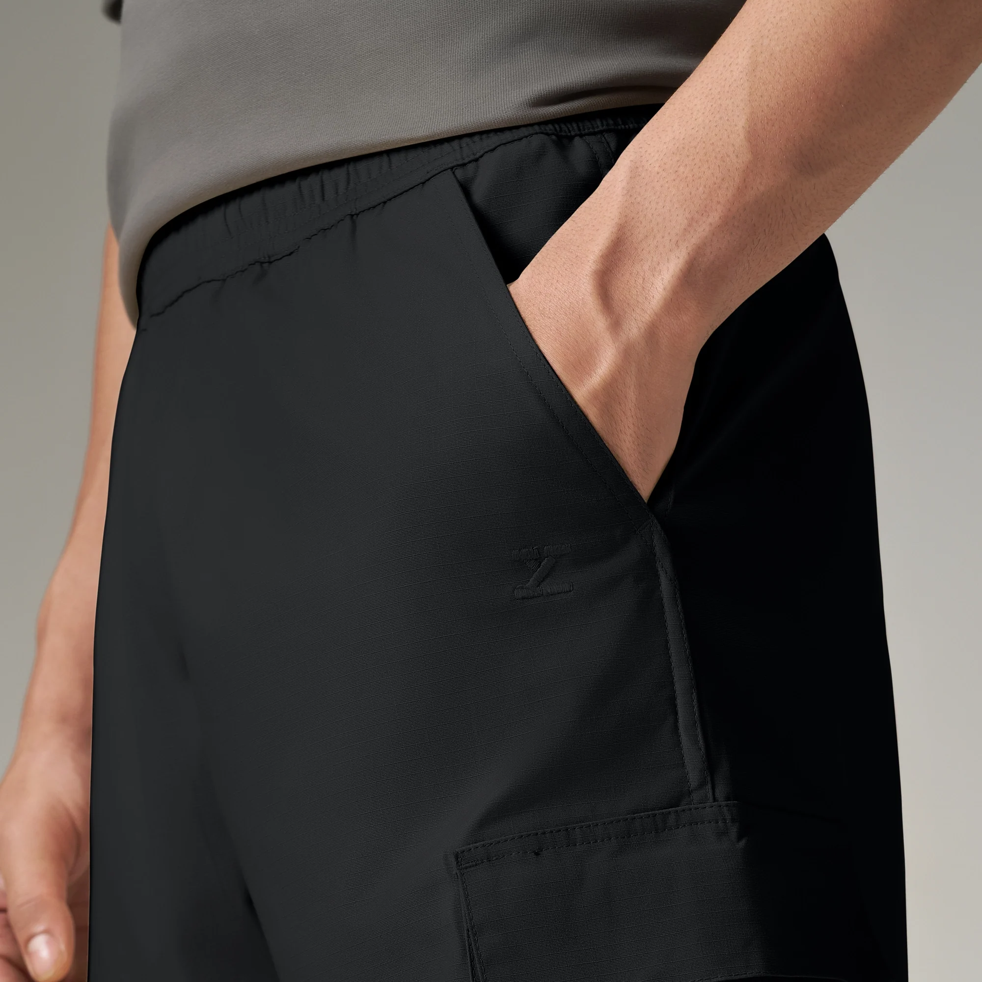 Textured Wide-Straight Fit Cargo Pants - Onyx Black - Image 5