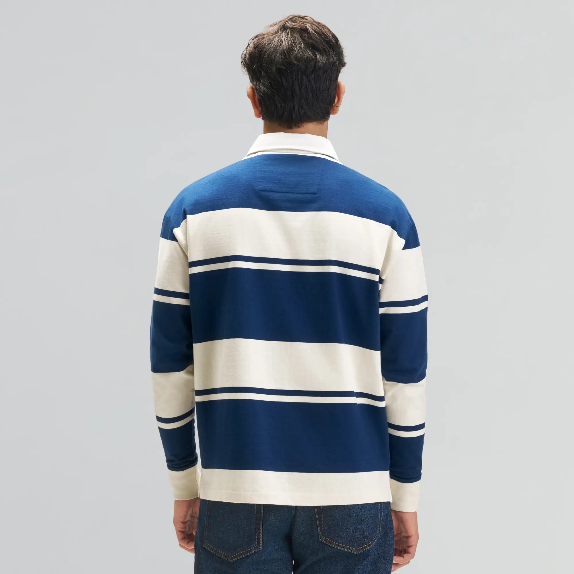 Rugby Polo T-shirt - Canvas White & Blue Nights - Image 5