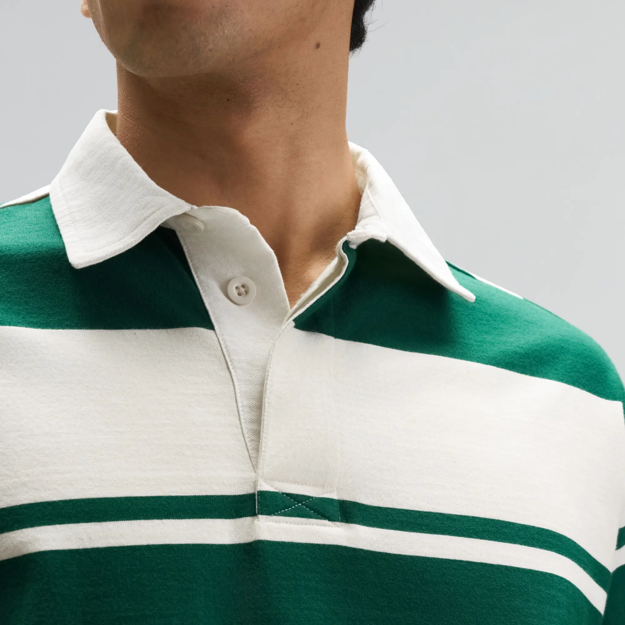 Rugby Polo T-shirt - Canvas White & Ivy Green - Image 4