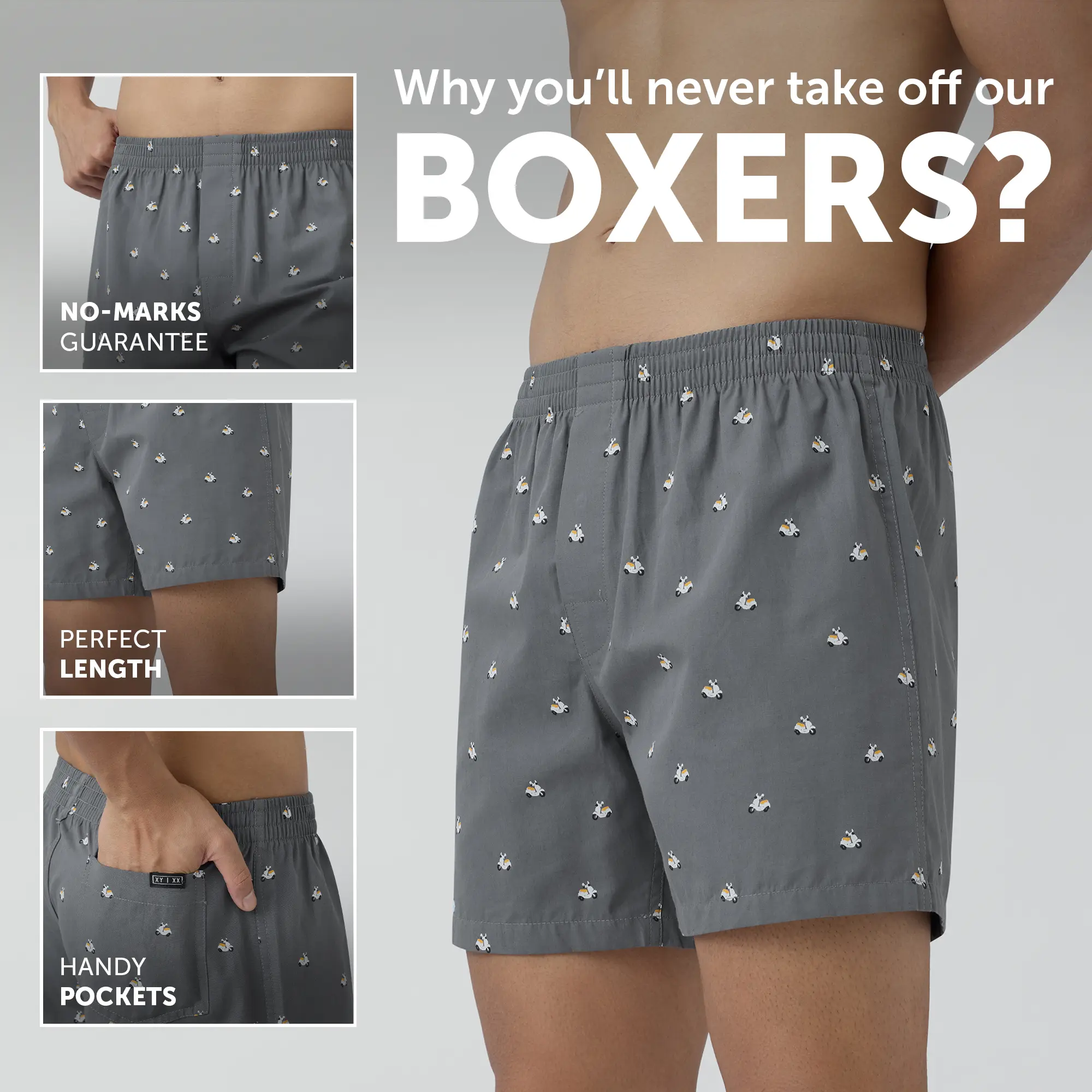 Splash Cotton Boxers - Vespa Grey - Image 2