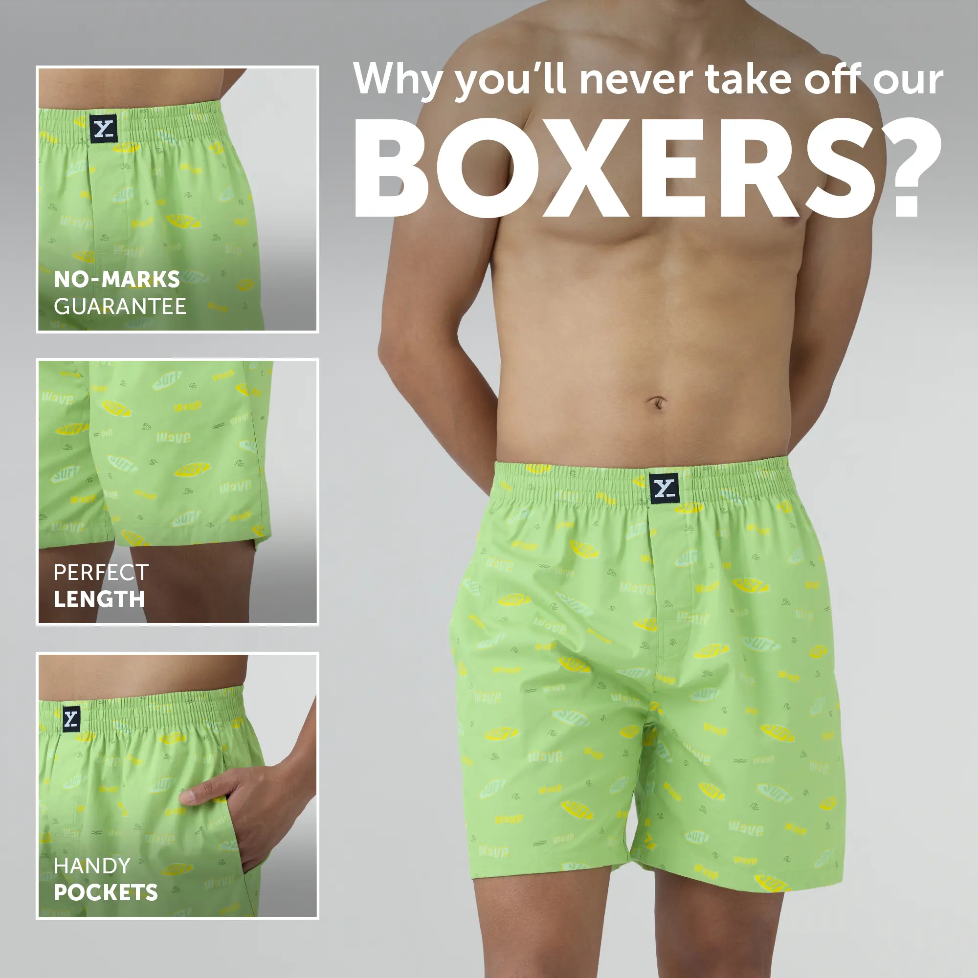 Surf Super Combed Cotton Boxer Shorts Wave Green - Image 2