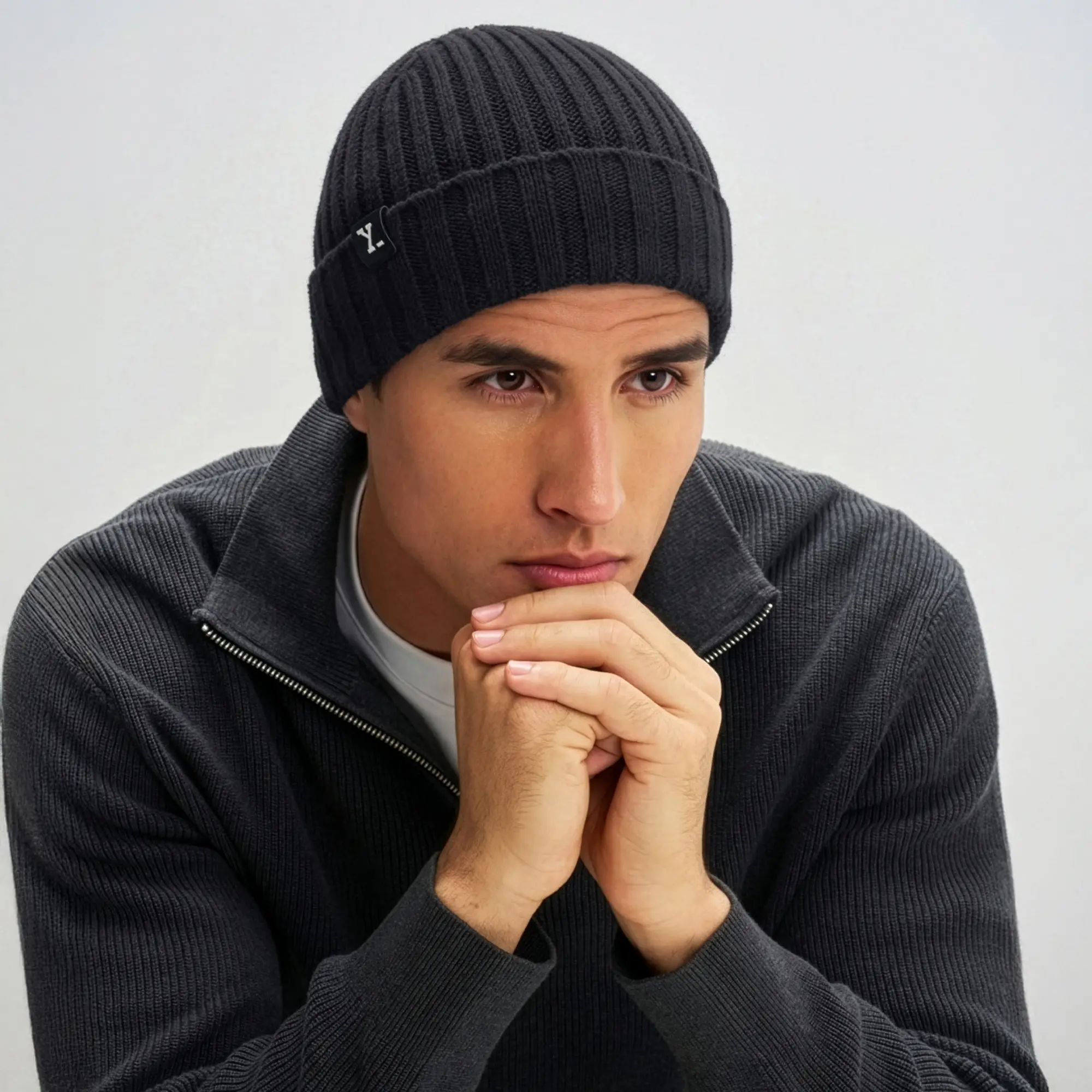 Winter Beanie - Pitch Black - Image 3