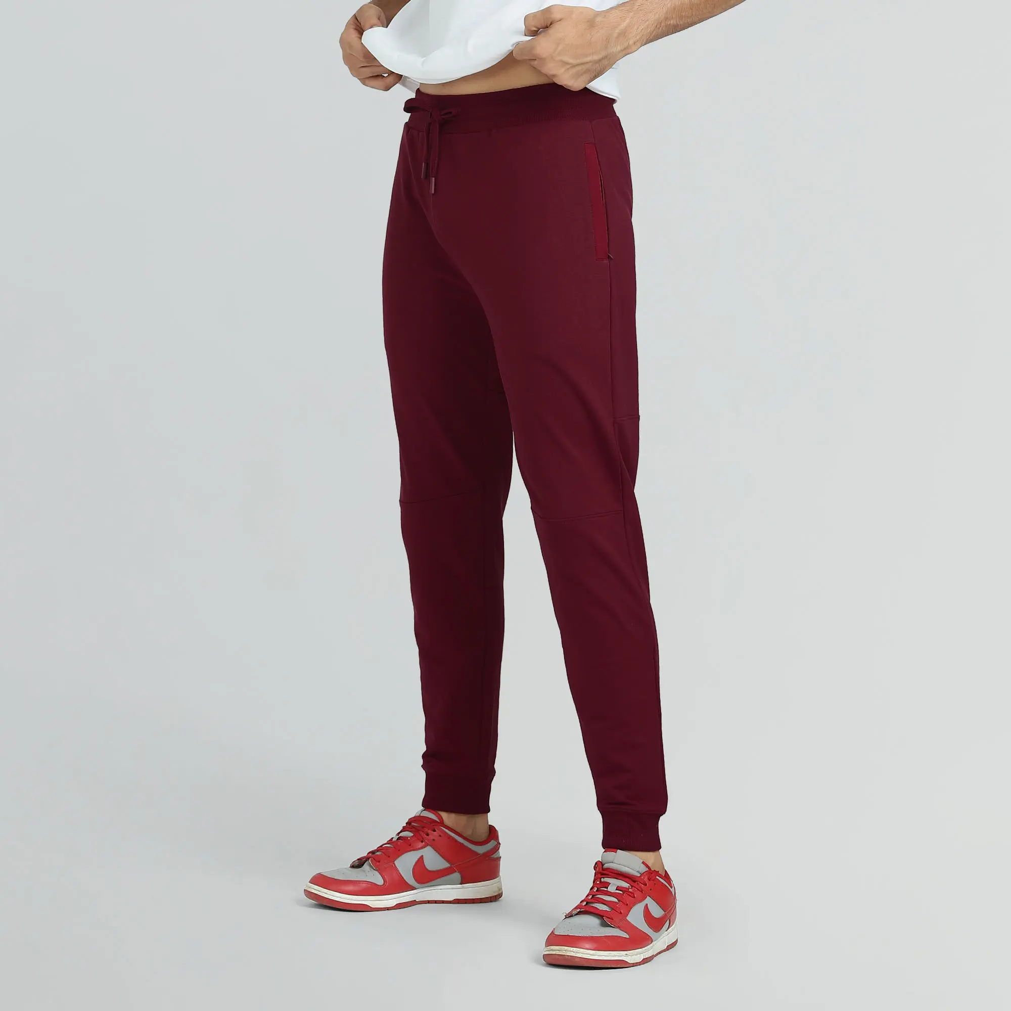 Quest French Terry Cotton-Blend Joggers Scarlet Red - Image 2