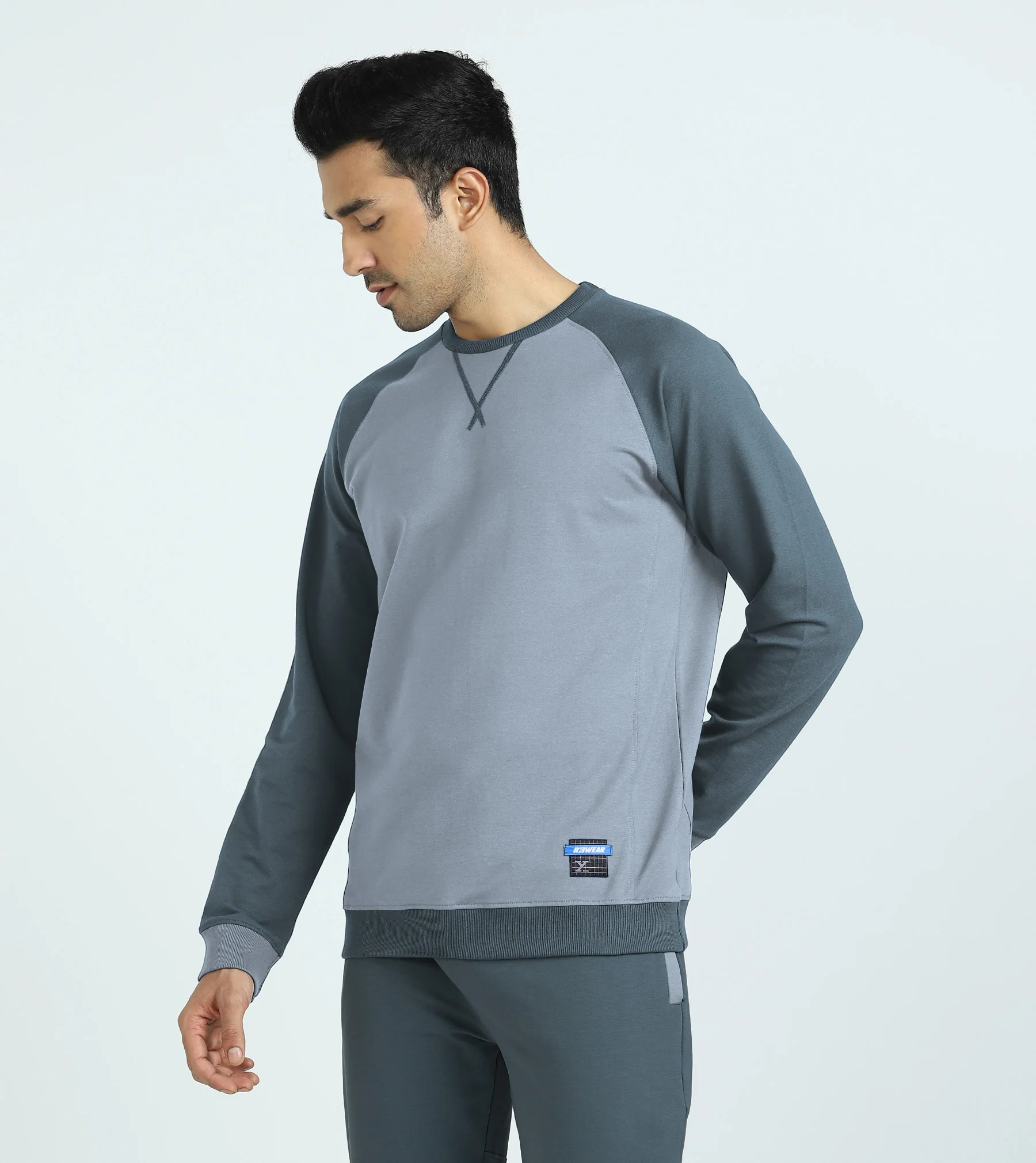 Quest French Terry Cotto-Blend Sweatshirt And Joggers Co-ord Set Slate Grey - Image 3