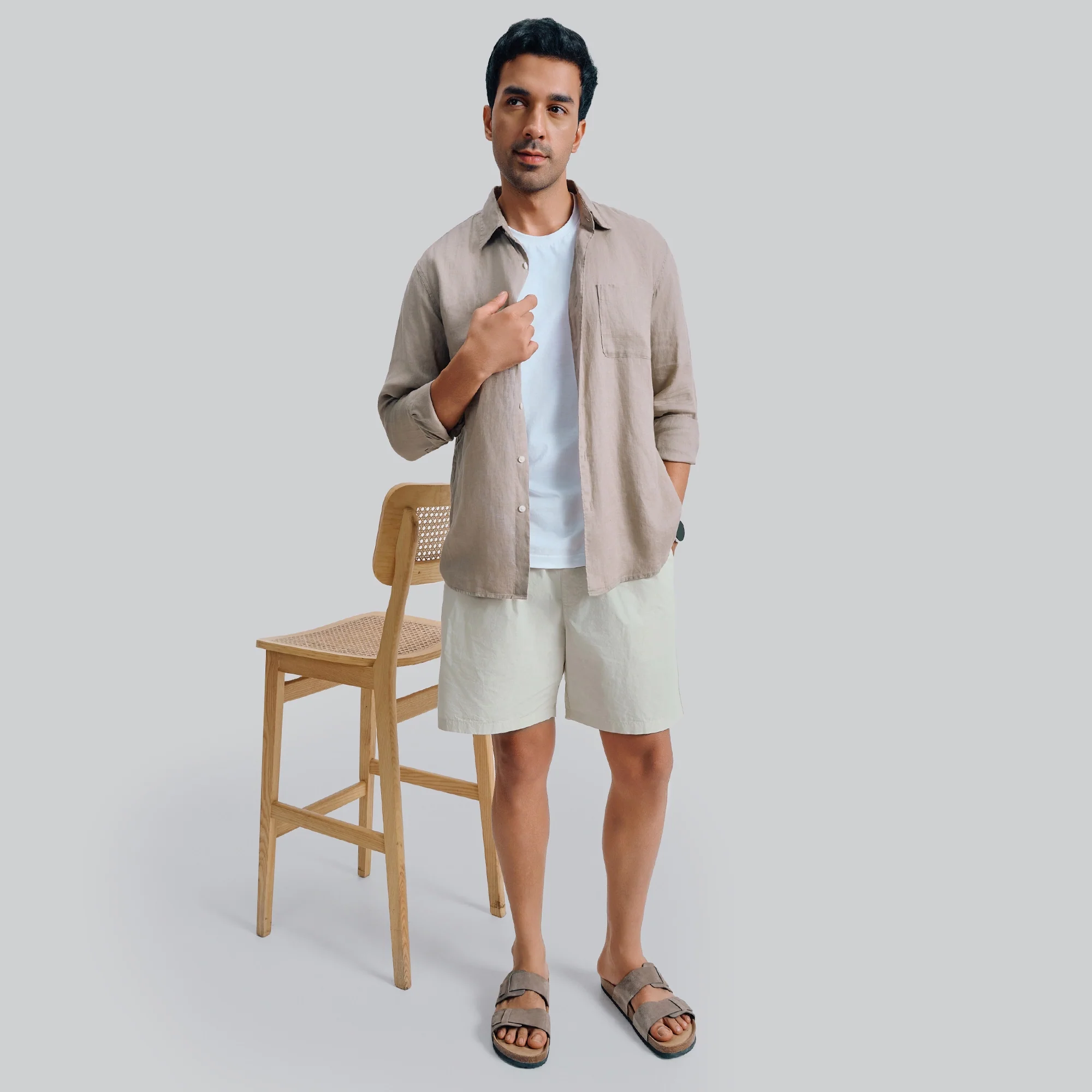Zen Cotton Easy Shorts Ivory Latte - Image 3