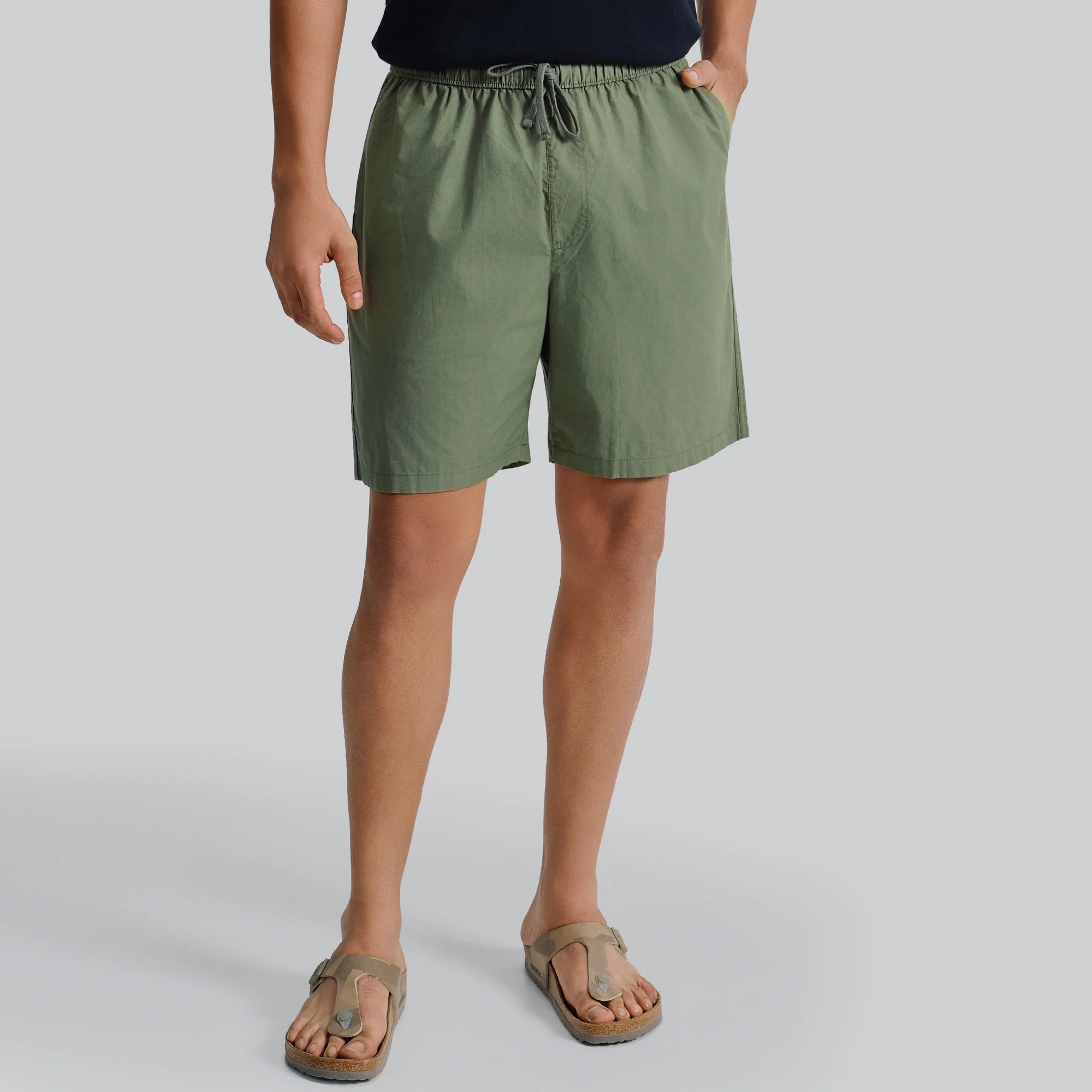 Zen Cotton Easy Shorts Olive Green - Image 2